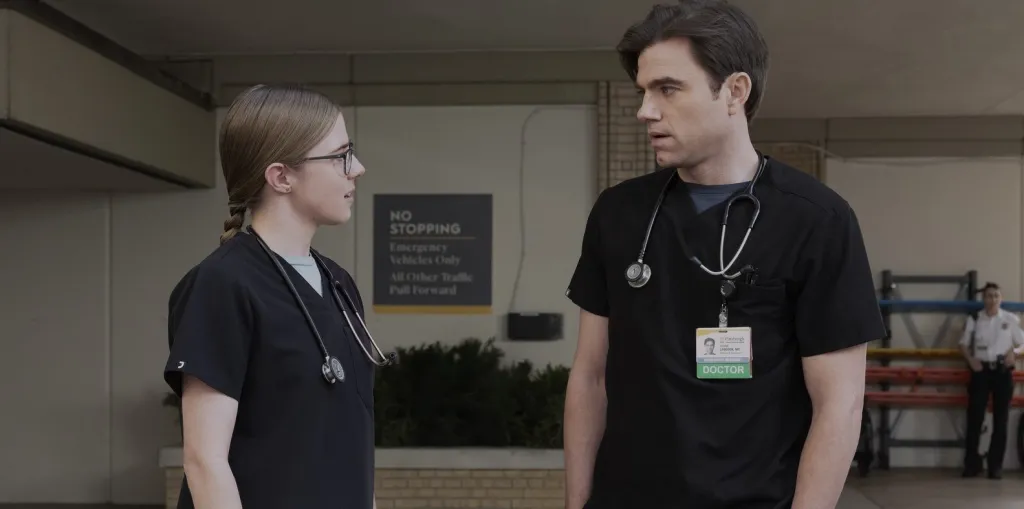 Cena de The Pitt episódio 11 com Mel e Becca