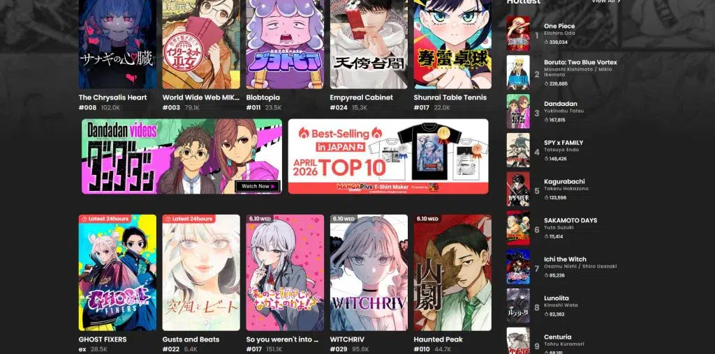 MANGA Plus site oficial para ler mang&aacute; online de gra&ccedil;a e acompanhar novos cap&iacute;tulos